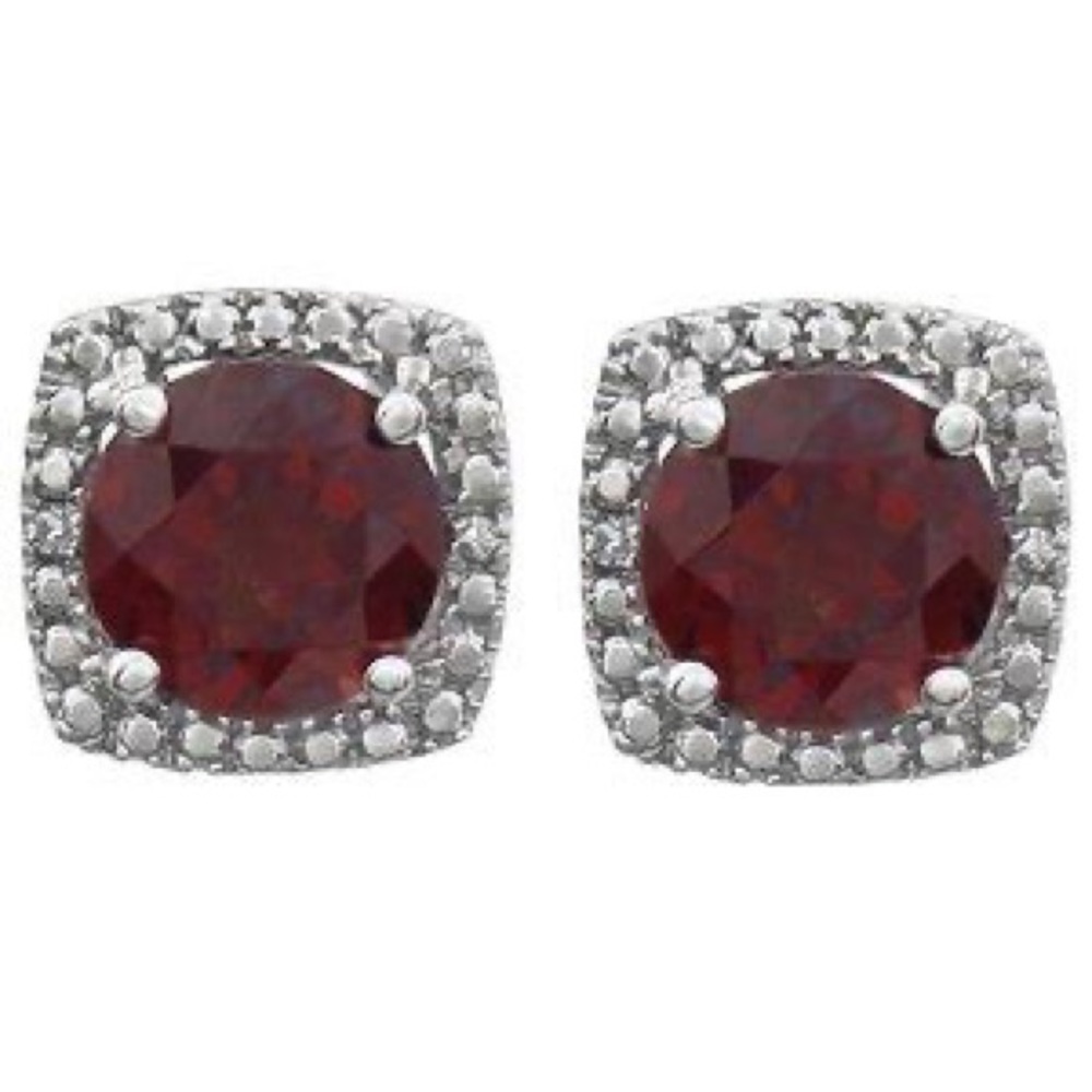 Mozambique Garnet & .015 CTW Diamond Earrings